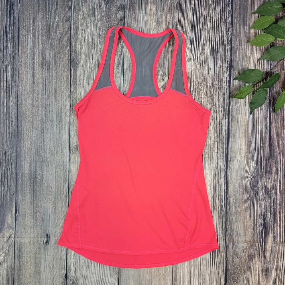 Athleta Chi Mesh Pink Gray Racerback Tank Top